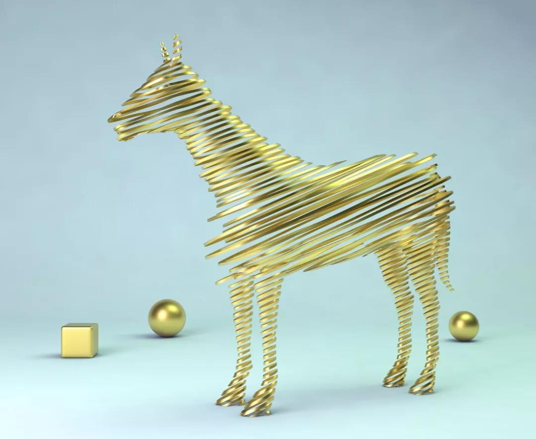 C4D制作破碎的金马模型