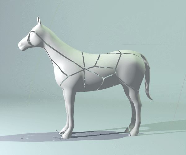 C4D制作破碎的金马模型