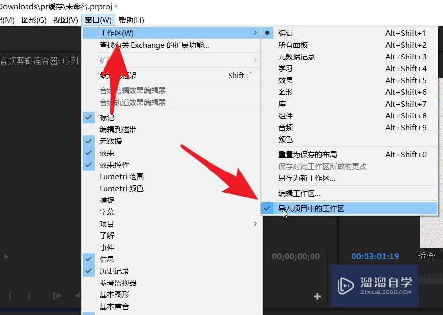 PR2020如何让工作区随着文件一起传送使用？
