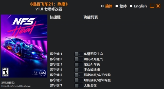 极品飞车21热度修改器图片
