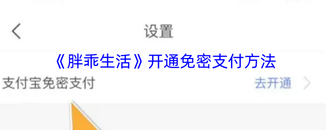 《胖乖生活》开通免密支付方法