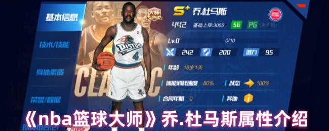 《nba篮球大师》乔.杜马斯属性介绍