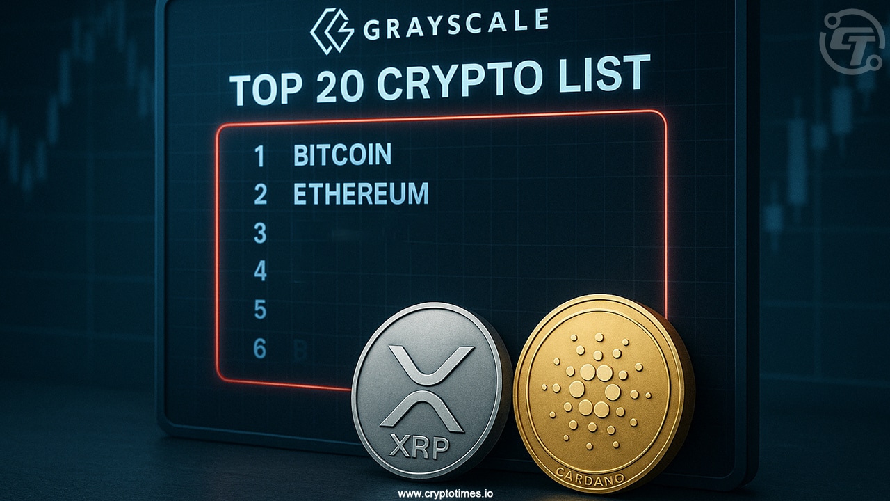 XRP和Cardano（ADA）仍缺席灰度Q3加密货币前20榜单