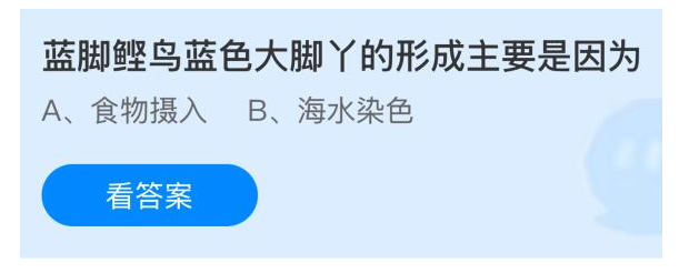蓝脚鲣鸟蓝色大脚丫的形成主要是因为