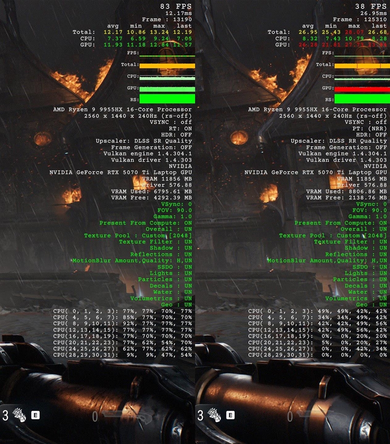 ROG魔霸9评测实战《毁灭战士：黑暗时代》！DLSS 4不止多帧生成 光追效率明显提升