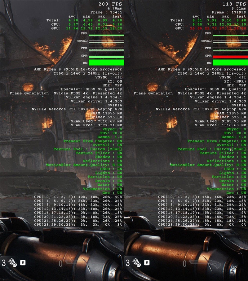 ROG魔霸9评测实战《毁灭战士：黑暗时代》！DLSS 4不止多帧生成 光追效率明显提升