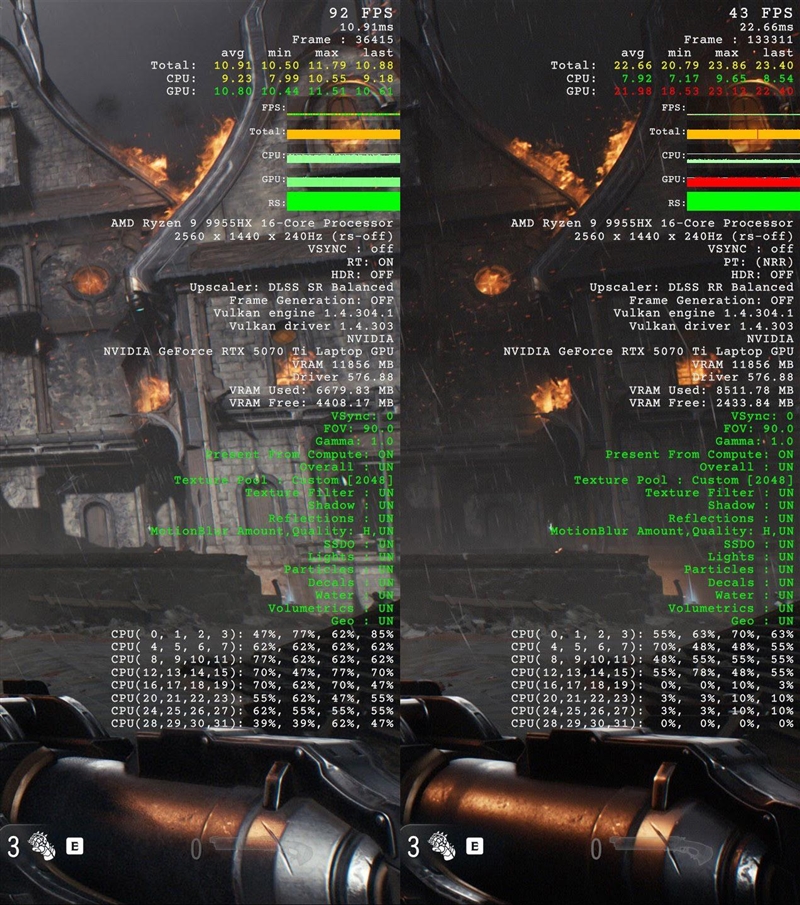 ROG魔霸9评测实战《毁灭战士：黑暗时代》！DLSS 4不止多帧生成 光追效率明显提升