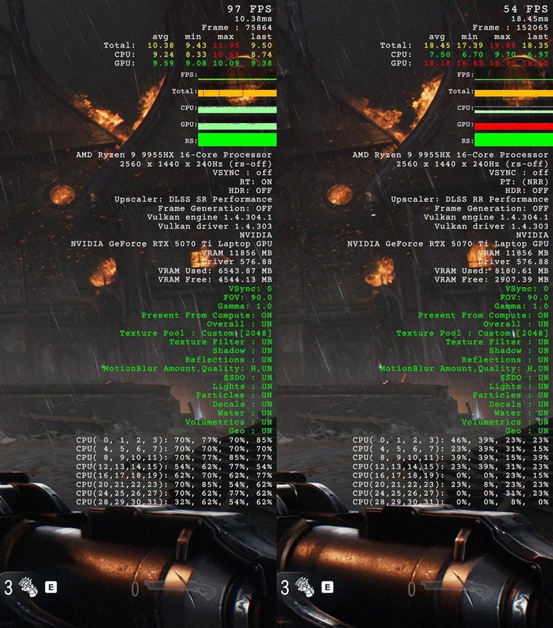 ROG魔霸9评测实战《毁灭战士：黑暗时代》！DLSS 4不止多帧生成 光追效率明显提升