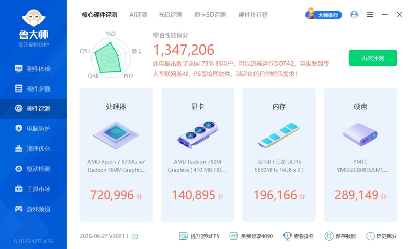 锐龙7 8700G商用机大战酷睿i7-14700：65W功耗下几乎全程碾压