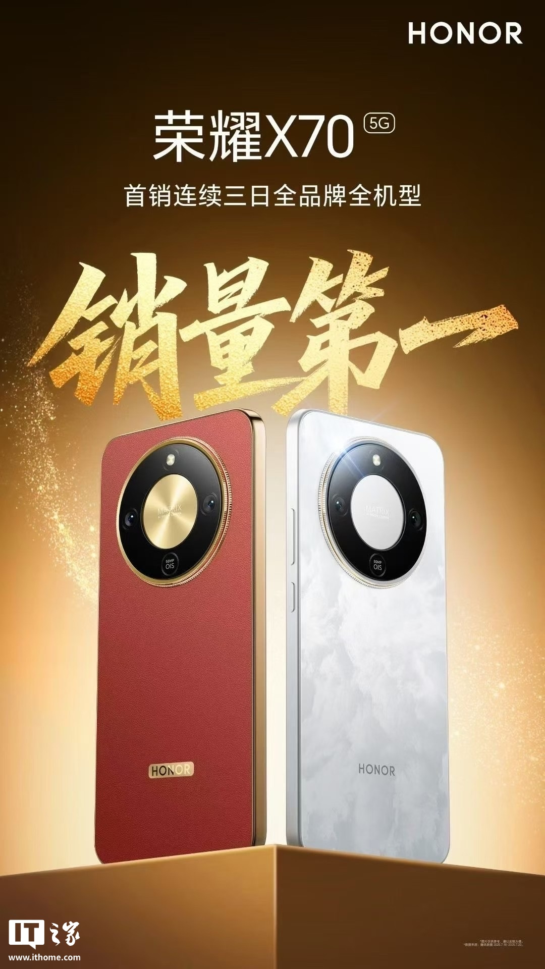 荣耀 X70 手机首销连续三日全品牌全机型销量第一
