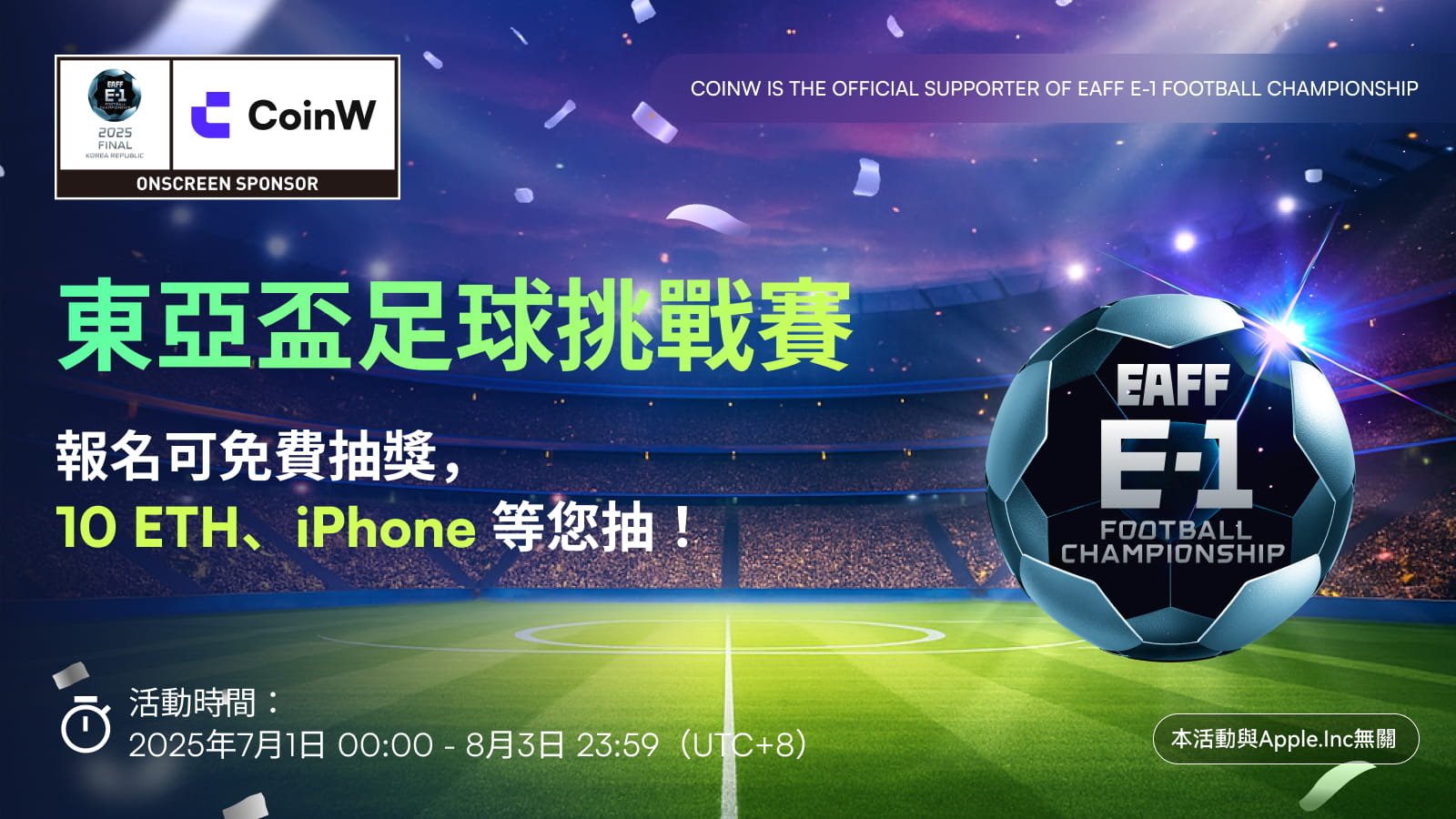 CoinW币赢连续第二年牵手东亚盃：总曝光破1.35亿，打造Web3运动行销新典範