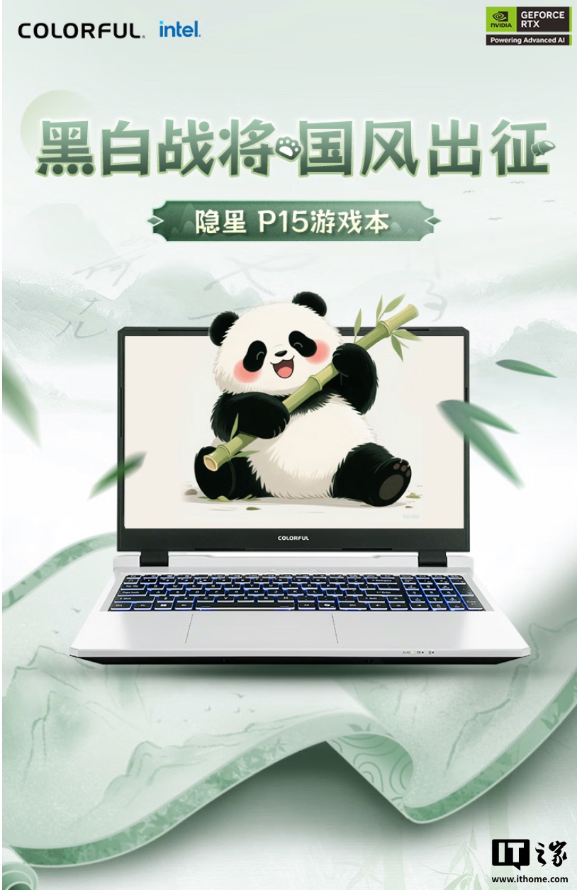 5999-8299 元七彩虹隐星 P15 游戏本新增“熊猫本”限定配色：可选 i5-13420H / 13620H 及 RTX5050/5060
