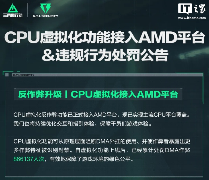 重拳打击 DMA 外挂：腾讯游戏《三角洲行动》宣布 CPU 虚拟化功能接入 AMD 平台