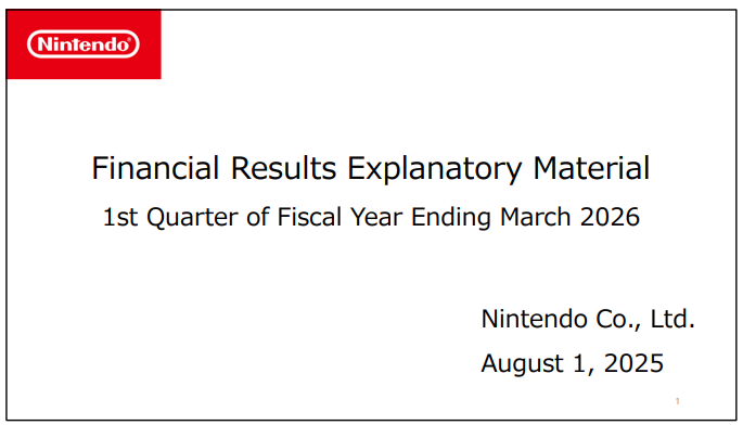 任天堂 2026 财年第一财季销售额 5723 亿日元同比增长 132.1%，Switch 2 软件销量 867 万份