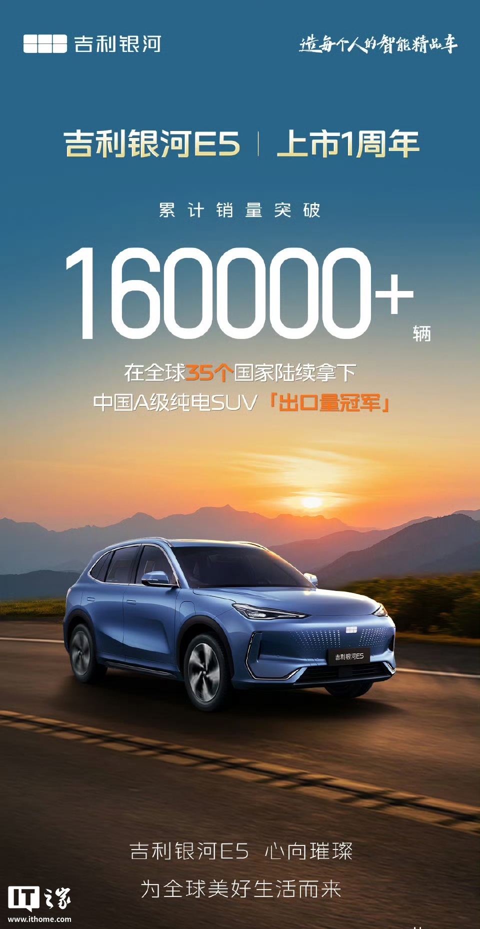 吉利银河 E5 纯电 SUV 上市 1 周年，累计销量突破 16 万辆