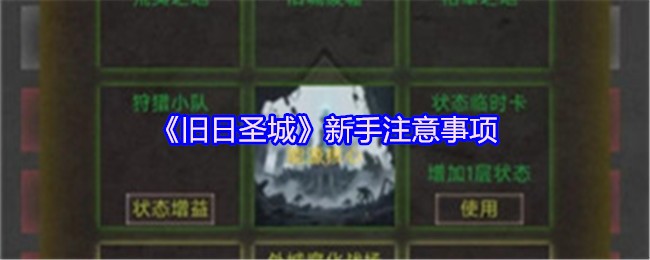 《旧日圣城》新手注意事项