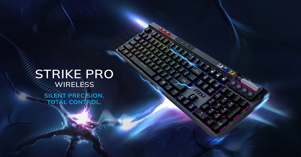微星推出凯华夜阑轴 Pro 键盘 STRIKE PRO WIRELESS，全配列三模连接