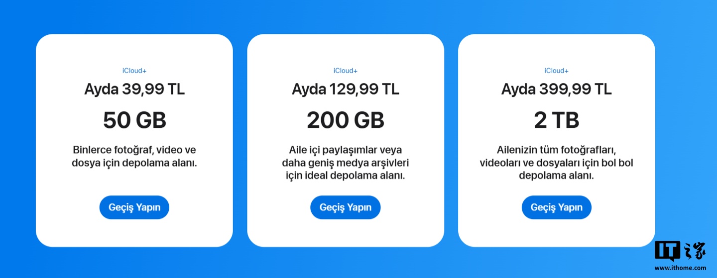苹果土耳其区 iCloud+ 2TB 大幅涨价 60%，对比其他地区优势不再