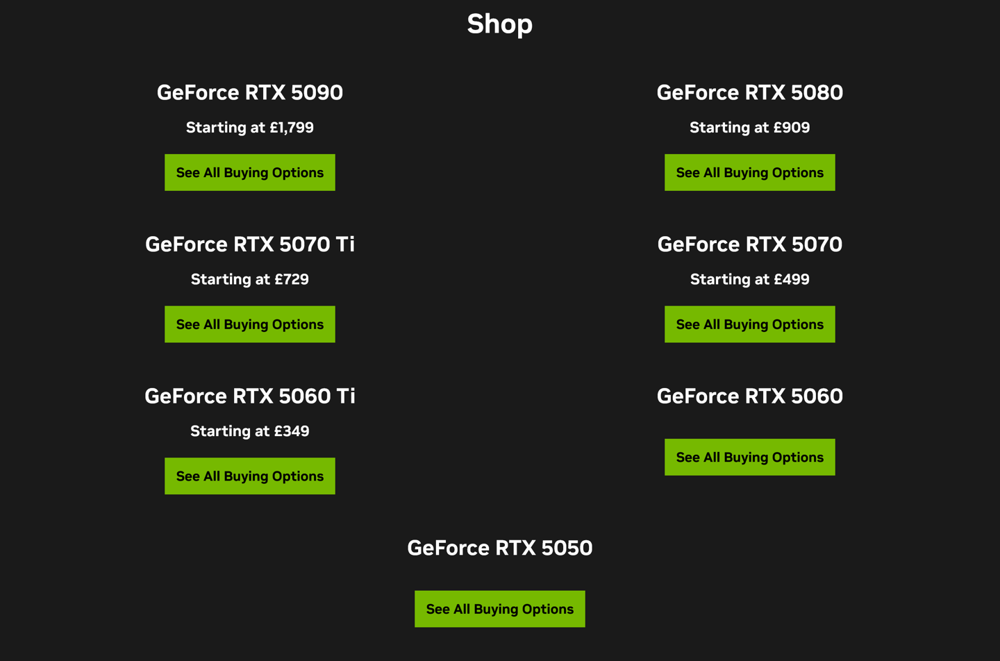 同步欧元区，英伟达在英国降低 RTX 5090 / 5080 / 5070 显卡建议零售价