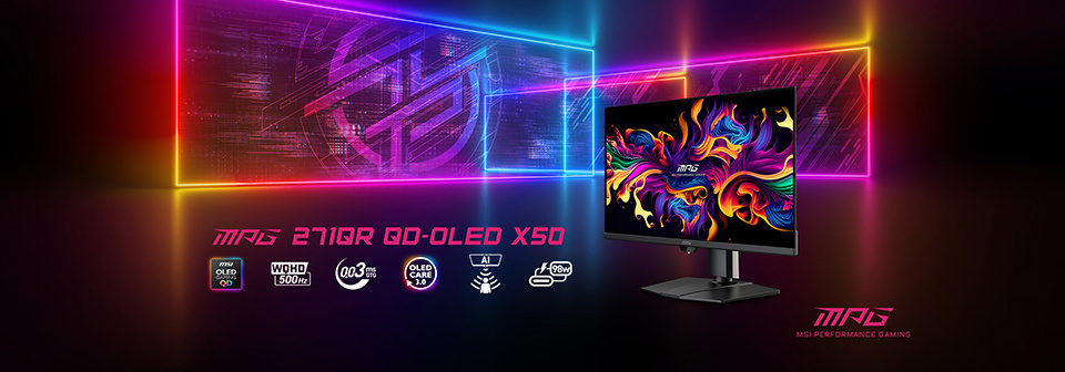 2K 500Hz，6999 元微星 MPG 271QR QD-OLED X50 27 英寸显示器开启预约