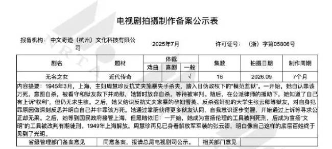 酱园弄将拍电视剧版 剧版将改名为《无名之女》