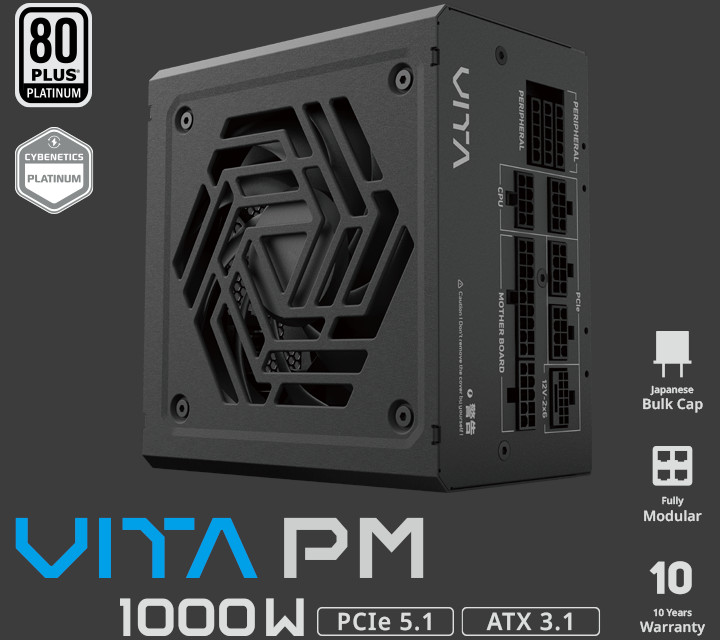 全汉推出 VITA PM 电源：主流级白金牌全模组，至高 1000W 功率