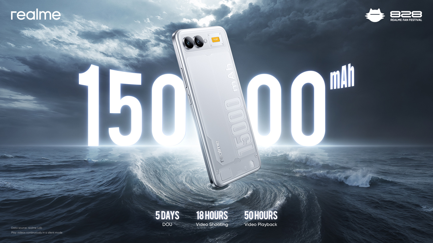 realme 真我 15000mAh 电池新机亮相：经典横向双摄设计 + 6.7 英寸屏幕、搭载天玑 7300 处理器
