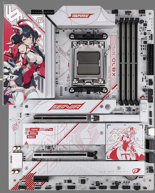 七彩虹 iGame X870 Senna V14 主板上线：“柒小希”IP 定制红白设计