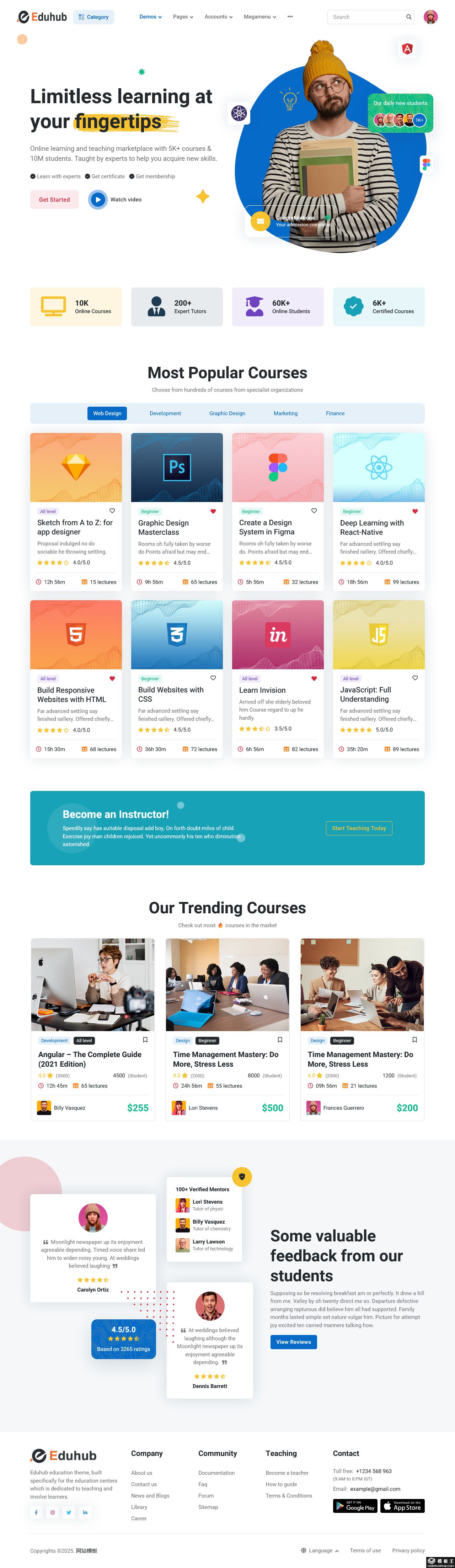 多功能职业教育课程平台网站模板-PC预览