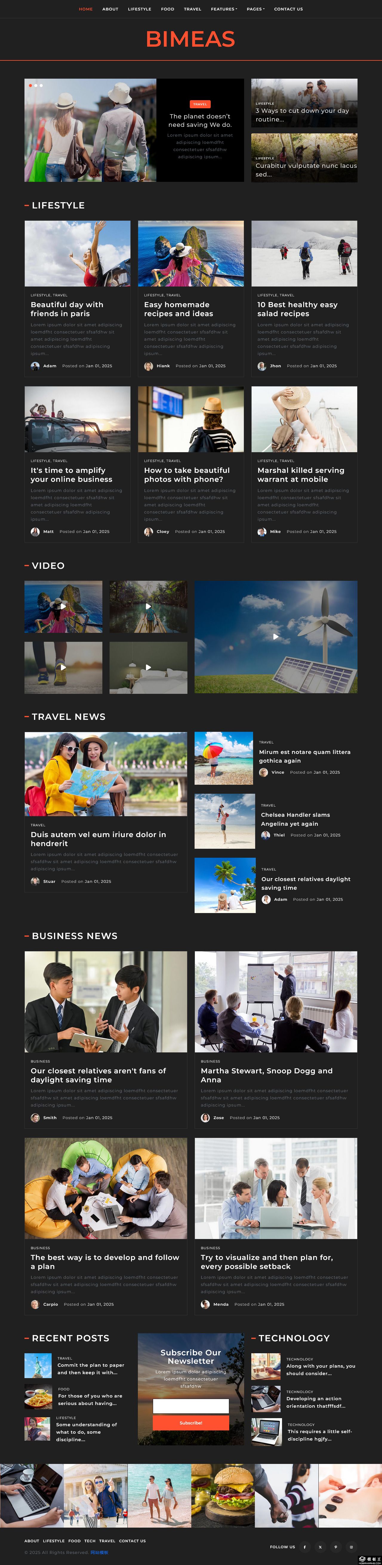 黑色生活博客网站模板-PC预览