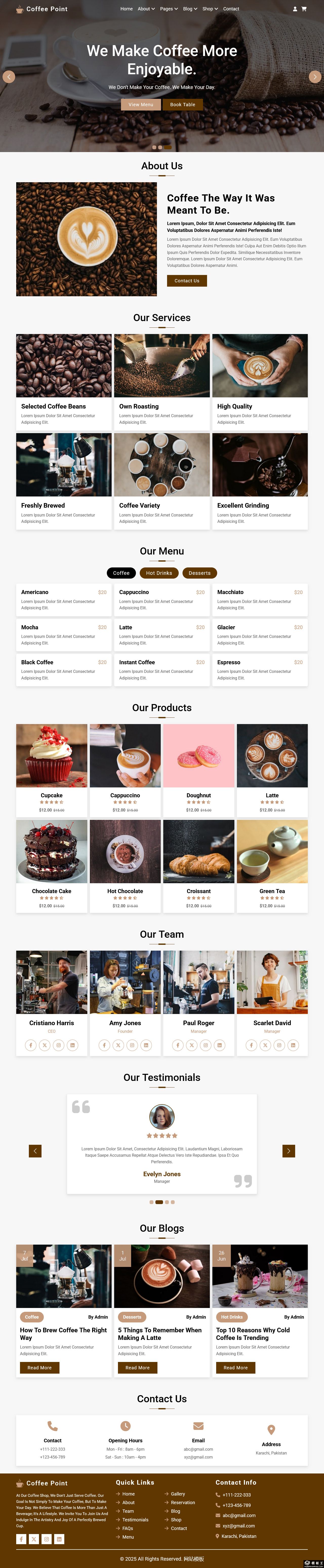 咖啡生活馆网站模板-PC预览