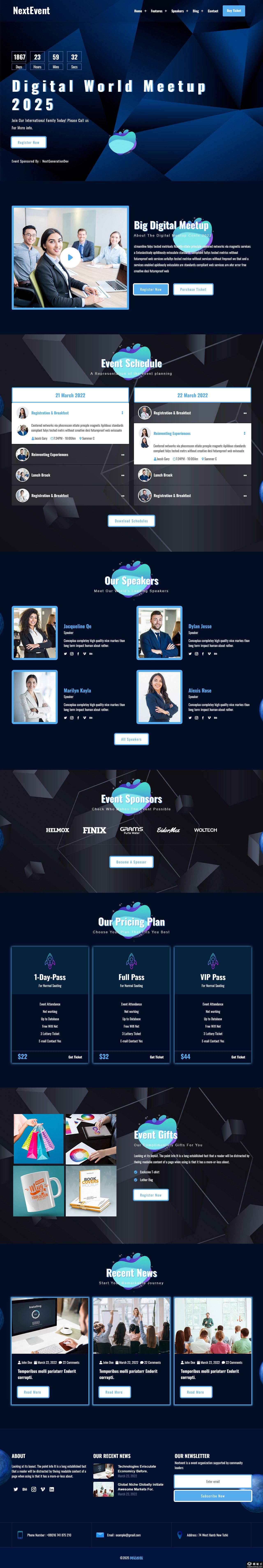 深蓝数字化会议活动网站模板-PC预览