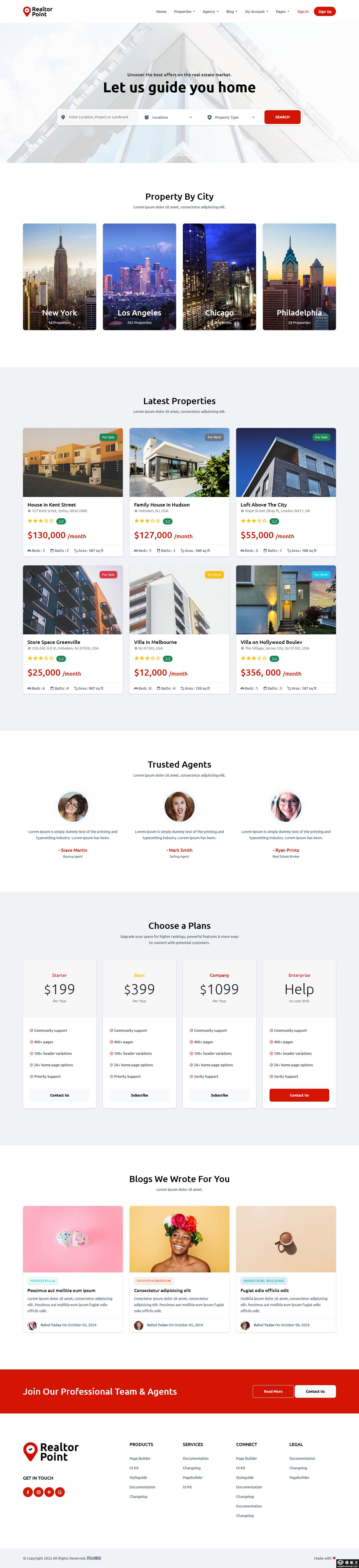 简约房产代理市场交易平台网站模板
