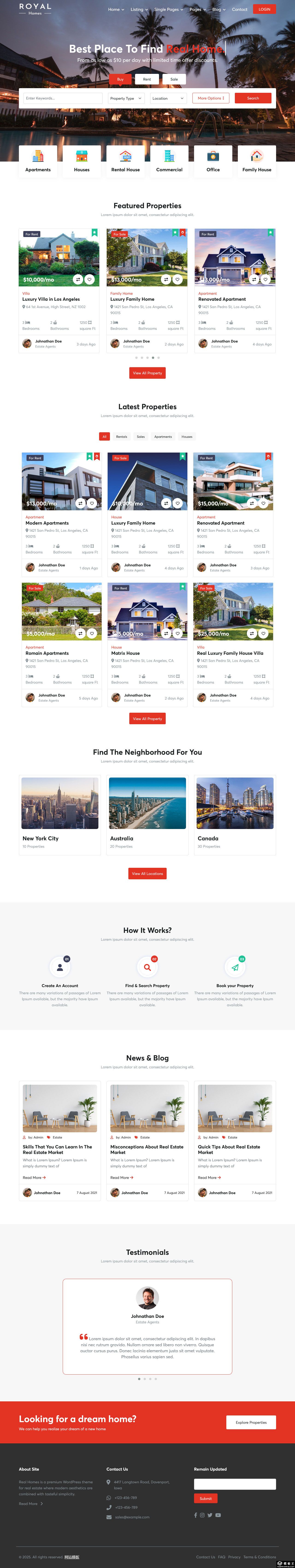 综合房地产租售服务网站模板