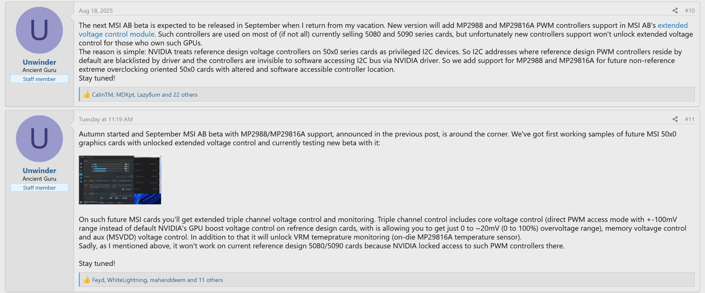 微星准备非参考设计极限超频 GeForce RTX 50 系显卡，支持更广阔电压调节