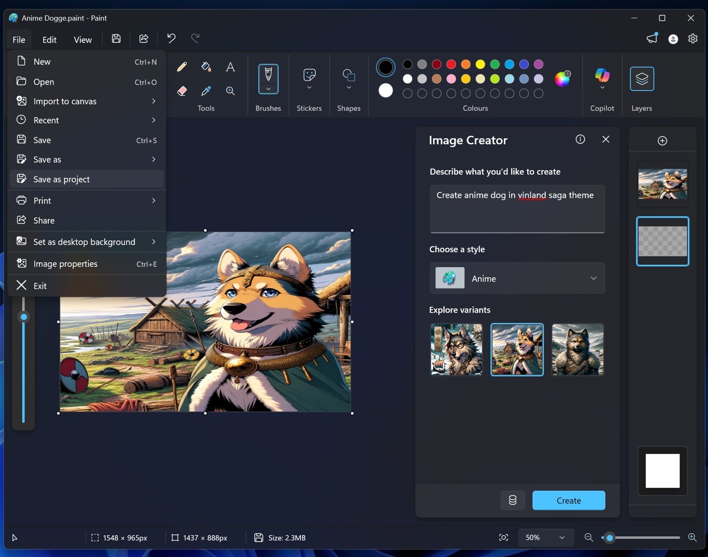 微软 Win11 画图应用向 PS 修图靠拢：新增 .paint 文件，支持可编辑保存
