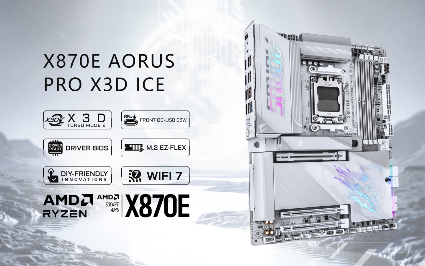 技嘉 X870E AORUS PRO X3D ICE 主板 3999 元上市，支持 X3D Turbo 2.0 优化模式