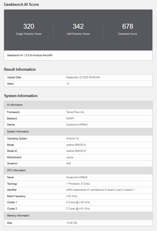 realme 真我 GT 8 Pro 手机跑分曝光：高通骁龙 8 Elite Gen 5 芯片 + 16GB 内存