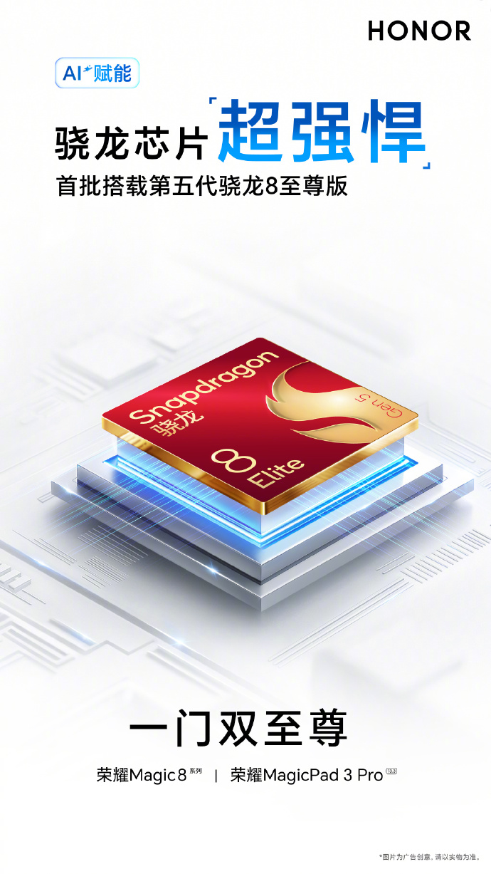 荣耀 Magic8 系列与 MagicPad 3 Pro 首批搭载第五代骁龙 8 至尊版