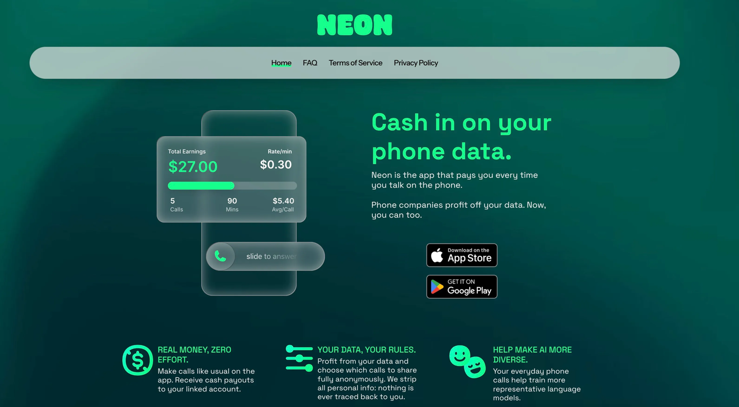 “通话换现金”模式走红：Neon 冲上美区 App Store 社交应用榜二，通话 1 分钟最高赚 0.3 美元