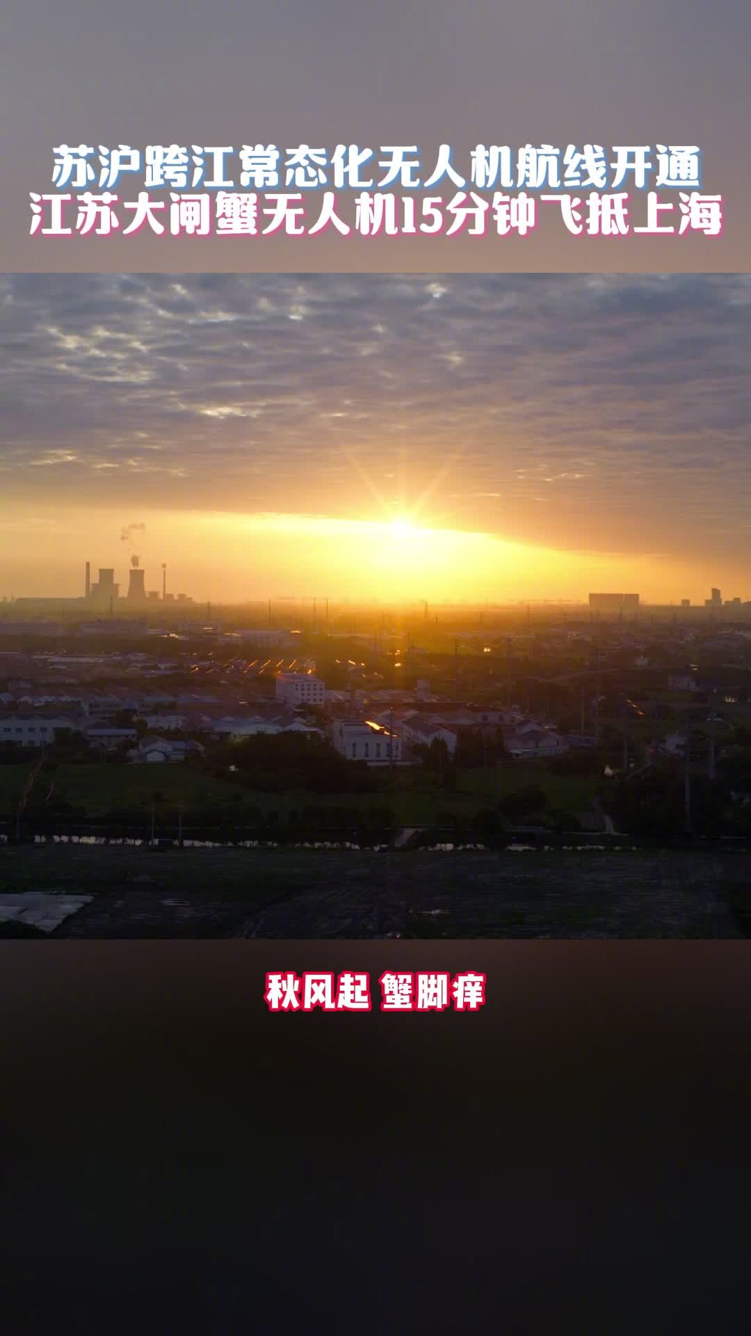 苏沪跨江常态化无人机航线开通，江苏大闸蟹无人机 15 分钟飞抵上海