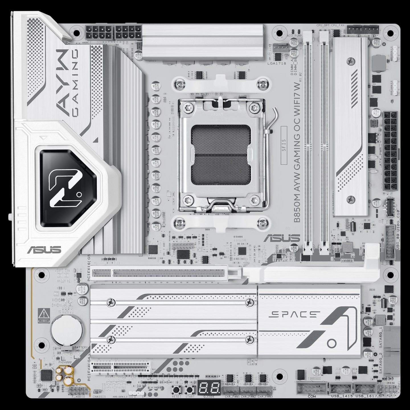 华硕正式推出 B850M AYW GAMING OC WIFI7 W 主板，官标 9600MT/s 内存超频支持