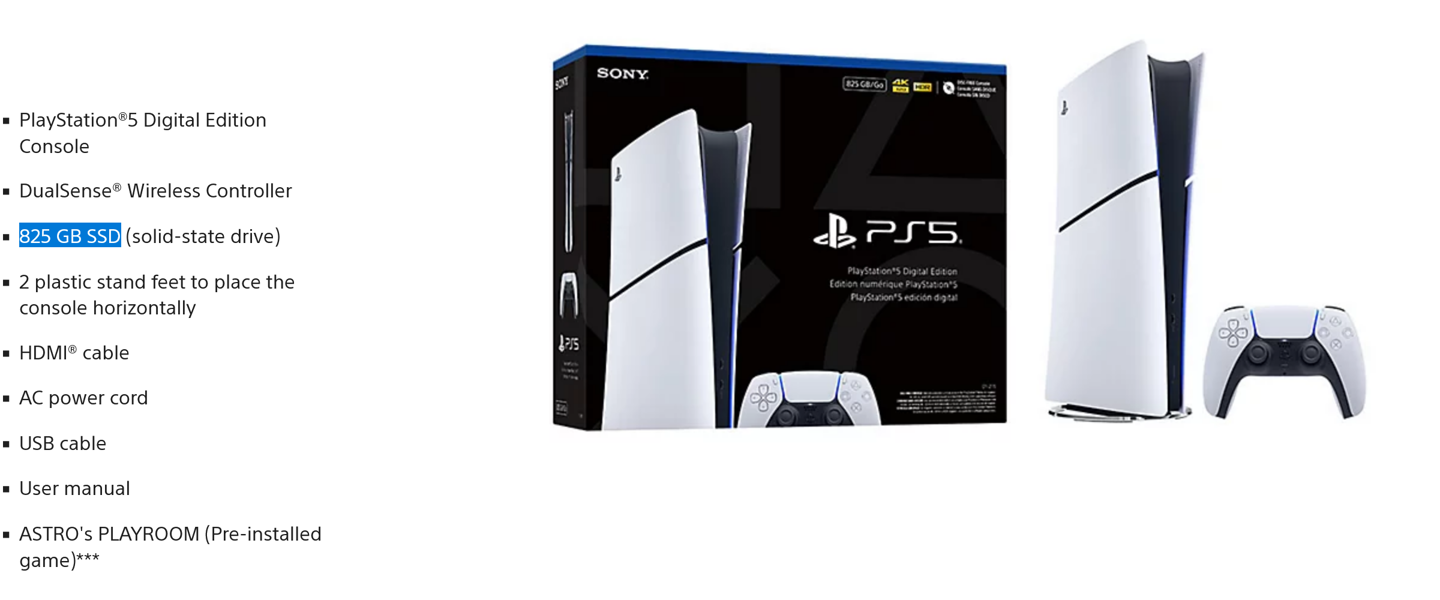 索尼 PS5 数字版主机 825GB 存储款在美推出，仍定价 499.99 美元