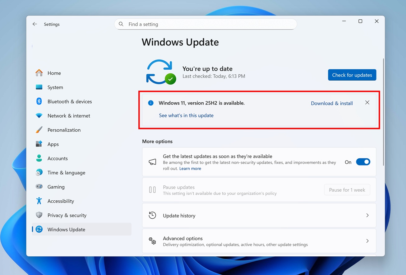 微软确认 Win11 25H2 本月中旬进入 WSUS，分阶段面向更多用户开放