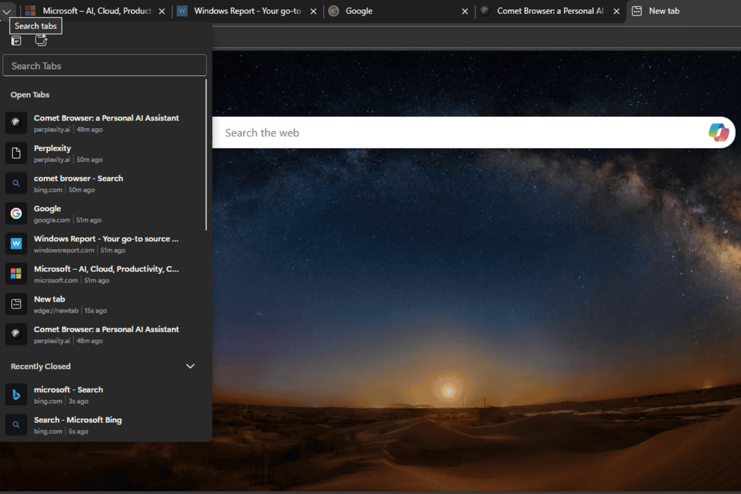 缓解标签页过载问题，微软 Edge 浏览器本月全面推送“标签搜索”功能