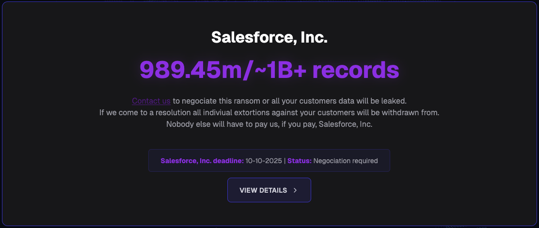 Salesforce 拒绝向黑客组织支付赎金，众多企业数据面临泄露风险