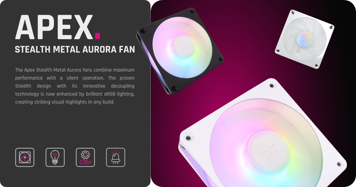 锌合金扇框 + ARGB 灯效，Alphacool 推出 Apex Stealth Metal Aurora 风扇