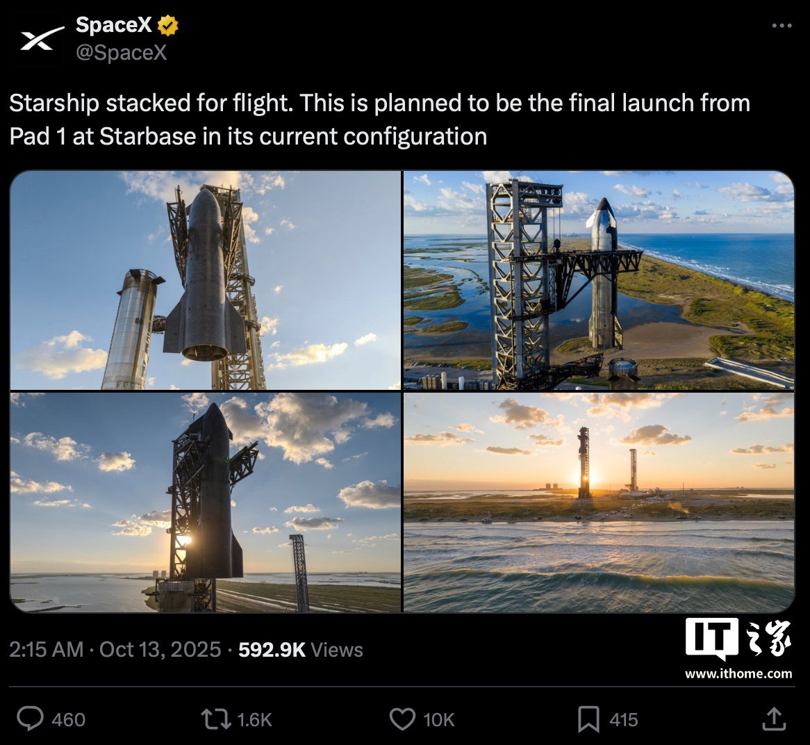 SpaceX 将于明天最后一次发射“星舰 V2”，正式迈向 V3 时代