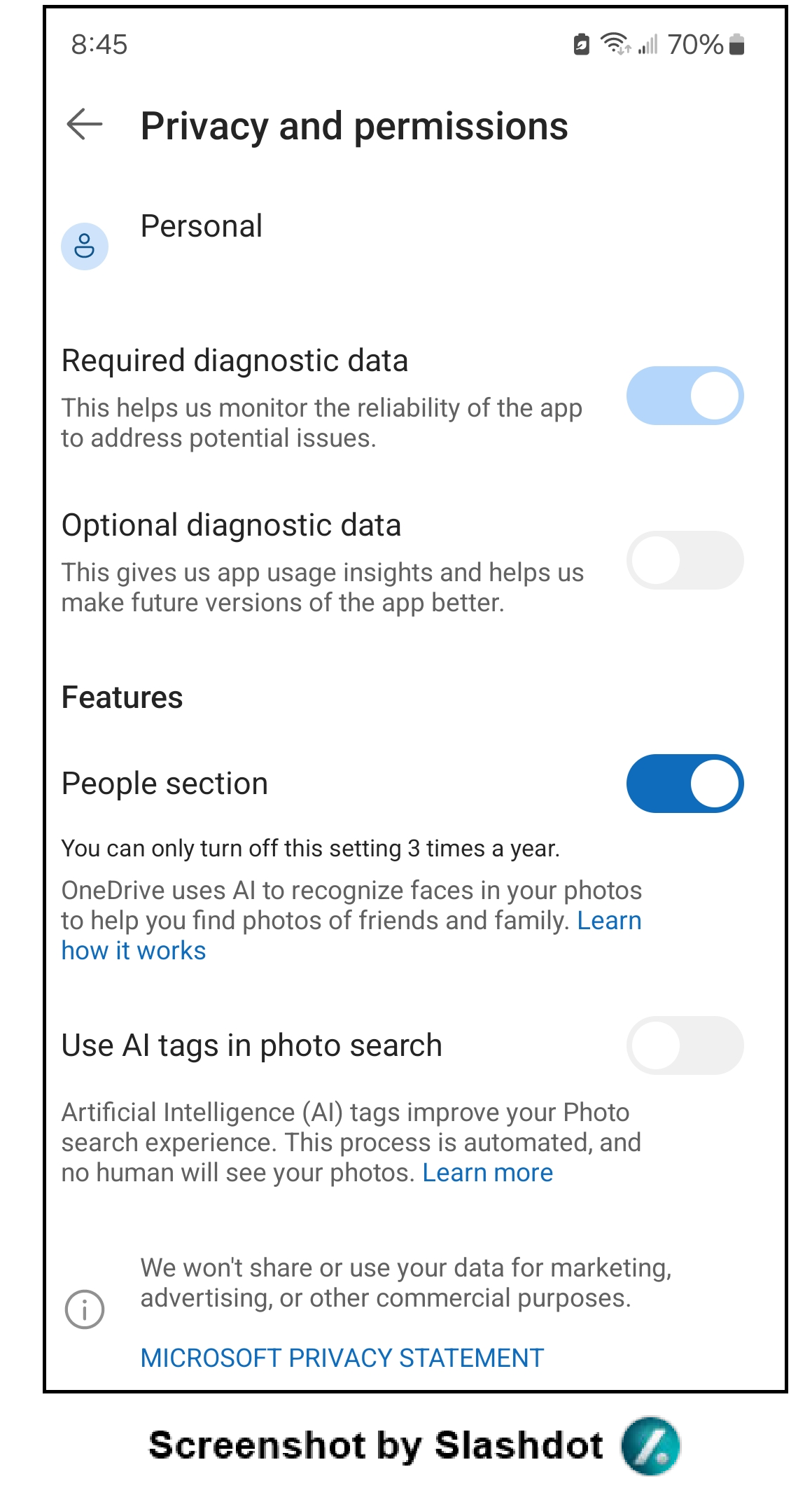 微软 OneDrive AI 人脸识别功能引争议：每年仅允许用户关闭三次