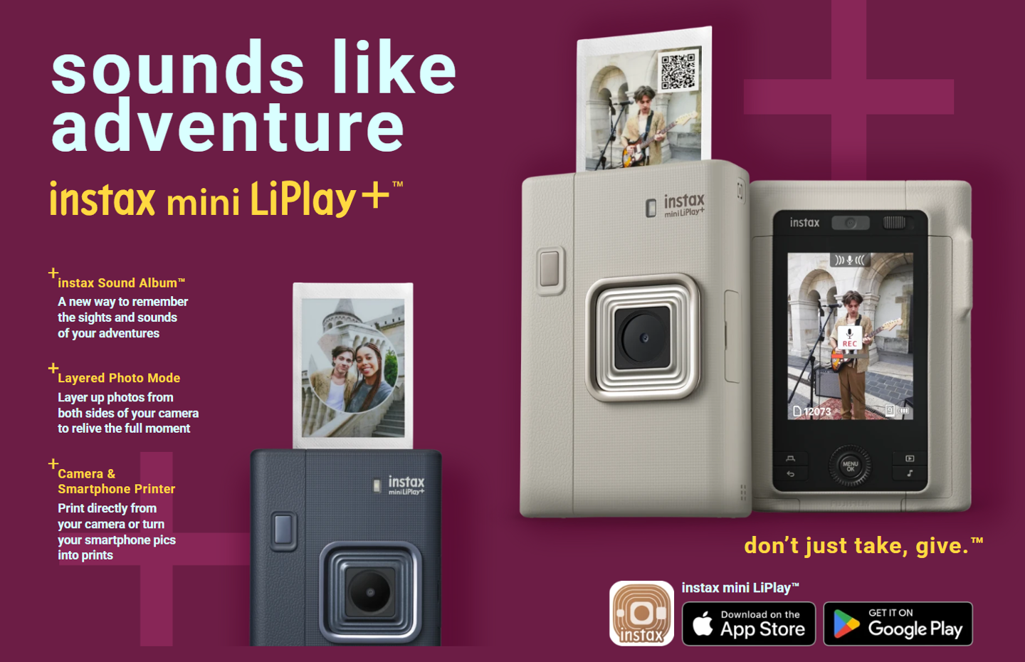 富士发布 Instax LiPlay Plus 拍立得相机：内置前后双摄，可拍音频照片